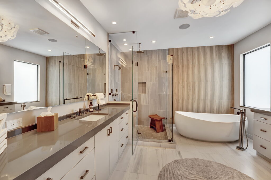 Eclectic Contemporary Oasis Bath and Shower Area